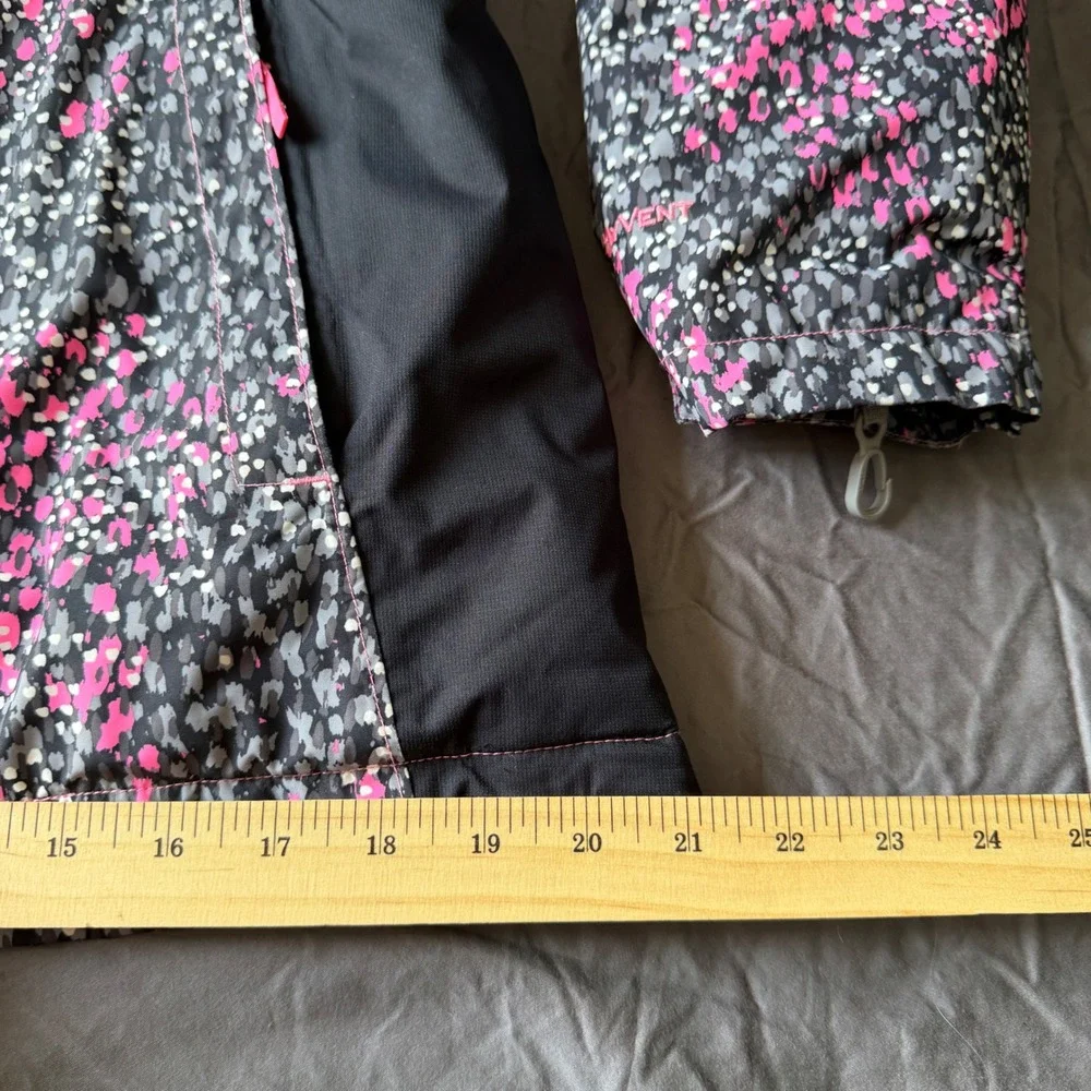 The North Face Delea Insulated Jacket Girls XL HyVent Hooded Pink Gray Scatter